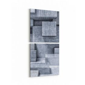 Olla 10015K2D Abstract 3 Boyut Görsel Kare 2 Parça Dikey 30x65 cm Kanvas Tablo