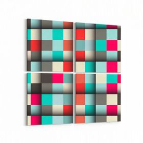 Olla 10029K4 Abstract 3 Boyut Görsel Kare 4 Parça 65x65 cm Kanvas Tablo