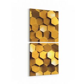 Olla 10031K2D Abstract 3 Boyut Görsel Kare 2 Parça Dikey 30x65 cm Kanvas Tablo