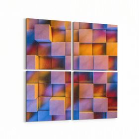 Olla 10044K4 Abstract 3 Boyut Görsel Kare 4lü 65x65 cm Kanvas Tablo