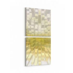 Olla 10045K2D Abstract 3 Boyut Görsel Kare 2li Dikey 30x65 cm Kanvas Tablo