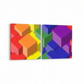 Olla 10046K2Y Abstract 3 Boyut Görsel Kare 2 Parça Yatay 65x30 cm Kanvas Tablo