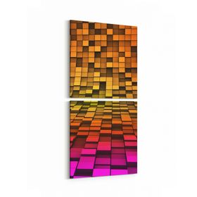 Olla 10048K2D Abstract 3 Boyut Görsel Kare 2 Parça Dikey 30x65 cm Kanvas Tablo
