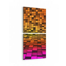 Olla 10048K2D Abstract 3 Boyut Görsel Kare 2 Parça Dikey 30x65 cm Kanvas Tablo