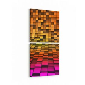 Olla 10048K2D Abstract 3 Boyut Görsel Kare 2 Parça Dikey 30x65 cm Kanvas Tablo