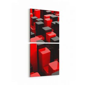 Olla 10050K2D Abstract 3 Boyut Görsel Kare 2 Parça Dikey 30x65 cm Kanvas Tablo