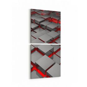 Olla 10053K2D Abstract 3 Boyut Görsel Kare 2 Parça Dikey 30x65 cm Kanvas Tablo