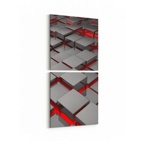 Olla 10053K2D Abstract 3 Boyut Görsel Kare 2 Parça Dikey 30x65 cm Kanvas Tablo