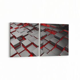 Olla 10053K2Y Abstract 3 Boyut Görsel Kare 2 Parça Yatay 65x30 cm Kanvas Tablo