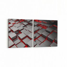 Olla 10053K2Y Abstract 3 Boyut Görsel Kare 2 Parça Yatay 65x30 cm Kanvas Tablo