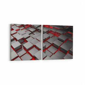 Olla 10053K2Y Abstract 3 Boyut Görsel Kare 2 Parça Yatay 65x30 cm Kanvas Tablo