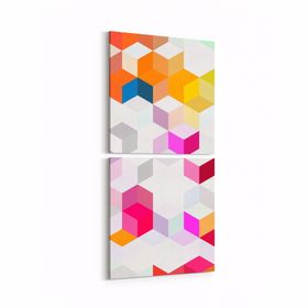Olla 10054K2D Abstract 3 Boyut Görsel Kare 2 Parça Dikey 30x65 cm Kanvas Tablo