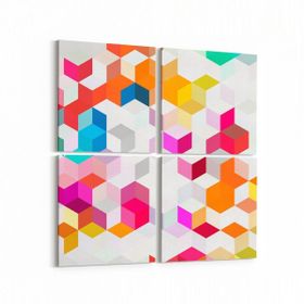 Olla 10054K4 Abstract 3 Boyut Görsel Kare 4lü 65x65 cm Kanvas Tablo