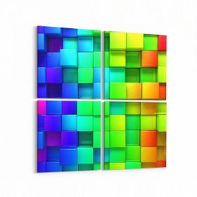 Olla 10057K4 Abstract 3 Boyut Görsel Kare 4 Parça 65x65 cm Kanvas Tablo