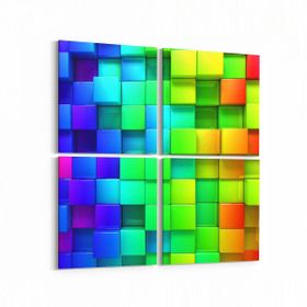 Olla 10057K4 Abstract 3 Boyut Görsel Kare 4 Parça 65x65 cm Kanvas Tablo
