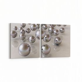 Olla 10068K2Y Abstract Görsel Kare 2 Parça Yatay 65x30 cm Kanvas Tablo
