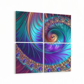 Olla 10126K4 Abstract Görsel Kare 4 Parça 65x65 cm Kanvas Tablo