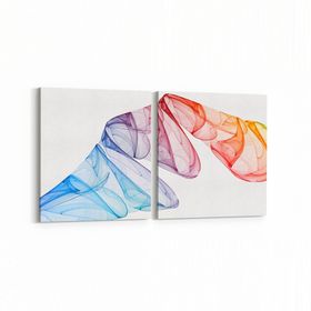 Olla 10140K2Y Abstract Görsel Kare 2 Parça Yatay 65x30 cm Kanvas Tablo