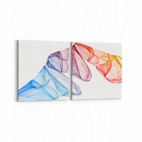 Olla 10140K2Y Abstract Görsel Kare 2 Parça Yatay 65x30 cm Kanvas Tablo