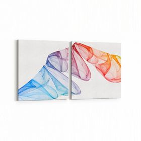 Olla 10140K2Y Abstract Görsel Kare 2 Parça Yatay 65x30 cm Kanvas Tablo
