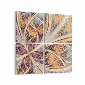 Olla 10146K4 Abstract Görsel Kare 4 Parça 65x65 cm Kanvas Tablo