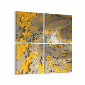 Olla 10242K4 Abstract Girdap Görsel Kare 4 Parça 65x65 cm Kanvas Tablo