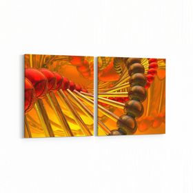 Olla 10290K2Y Abstract Görsel Kare 2 Parça Yatay 65x30 cm Kanvas Tablo