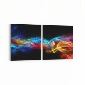 Olla 10346K2Y Abstract Görsel Kare 2 Parça Yatay 65x30 cm Kanvas Tablo