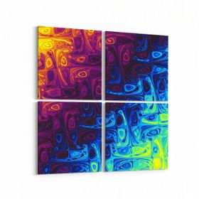Olla 10387K4 Abstract Görsel Kare 4 Parça 65x65 cm Kanvas Tablo