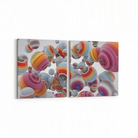 Olla 10392K2Y Abstract Görsel Kare 2 Parça Yatay 65x30 cm Kanvas Tablo