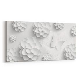 Olla 10460YD Beyaz Kabartma Görseli Yatay Dar 60x30 cm Kanvas Tablo
