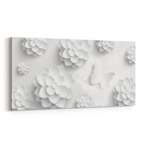 Olla 10460YD Beyaz Kabartma Görseli Yatay Dar 60x30 cm Kanvas Tablo