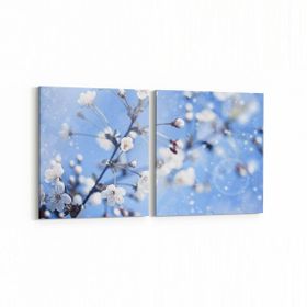 Olla 10471K2Y Ağaç Görseli Kare 2 Parça Yatay 65x30 cm Kanvas Tablo