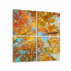 Olla 10489K4 Ağaç Görseli Kare 4 Parça 65x65 cm Kanvas Tablo