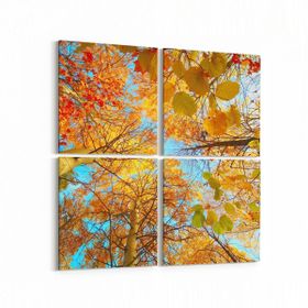 Olla 10489K4 Ağaç Görseli Kare 4 Parça 65x65 cm Kanvas Tablo