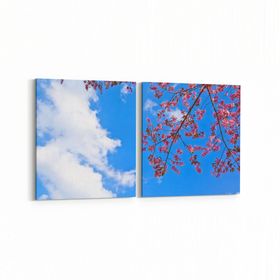 Olla 10535K2Y Ağaç Görseli Kare 2 Parça Yatay 65x30 cm Kanvas Tablo