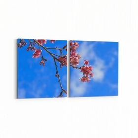 Olla 10539K2Y Ağaç Görseli Kare 2 Parça Yatay 65x30 cm Kanvas Tablo