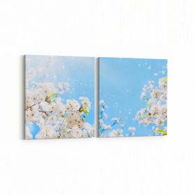 Olla 10544K2Y Ağaç Görseli Kare 2 Parça Yatay 65x30 cm Kanvas Tablo
