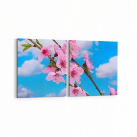 Olla 10545K2Y Ağaç Görseli Kare 2 Parça Yatay 65x30 cm Kanvas Tablo