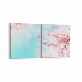 Olla 10550K2Y Ağaç Görseli Kare 2 Parça Yatay 65x30 cm Kanvas Tablo