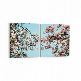 Olla 10591K2Y Ağaç Görseli Kare 2 Parça Yatay 65x30 cm Kanvas Tablo