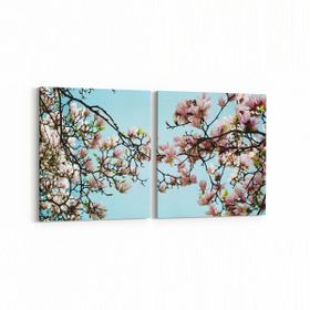 Olla 10591K2Y Ağaç Görseli Kare 2 Parça Yatay 65x30 cm Kanvas Tablo