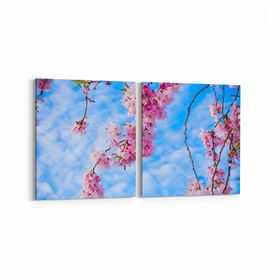Olla 10593K2Y Ağaç Görseli Kare 2 Parça Yatay 65x30 cm Kanvas Tablo