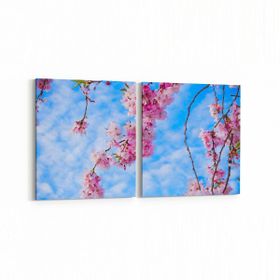 Olla 10593K2Y Ağaç Görseli Kare 2 Parça Yatay 65x30 cm Kanvas Tablo