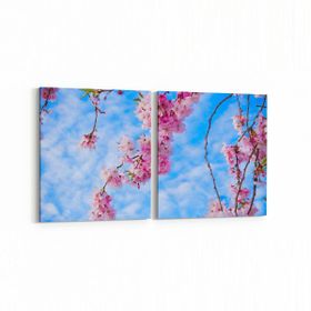 Olla 10593K2Y Ağaç Görseli Kare 2 Parça Yatay 65x30 cm Kanvas Tablo