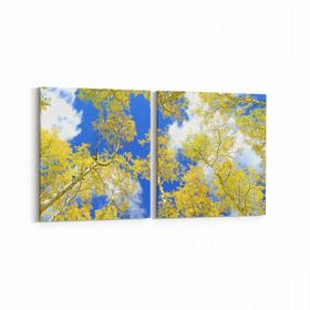 Olla 10626K2Y Ağaç Görseli Kare 2 Parça Yatay 65x30 cm Kanvas Tablo