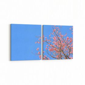 Olla 10648K2Y Ağaç Görseli Kare 2 Parça Yatay 65x30 cm Kanvas Tablo