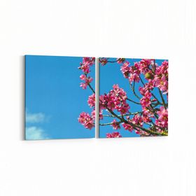Olla 10653K2Y Ağaç Görseli Kare 2 Parça Yatay 65x30 cm Kanvas Tablo