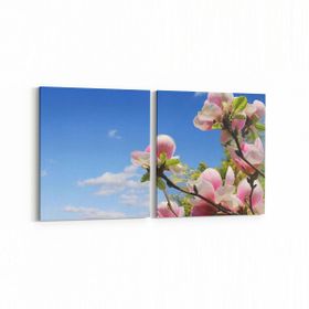 Olla 10659K2Y Ağaç Görseli Kare 2 Parça Yatay 65x30 cm Kanvas Tablo