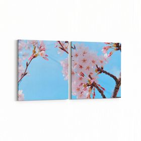 Olla 10672K2Y Ağaç Görseli Kare 2 Parça Yatay 65x30 cm Kanvas Tablo